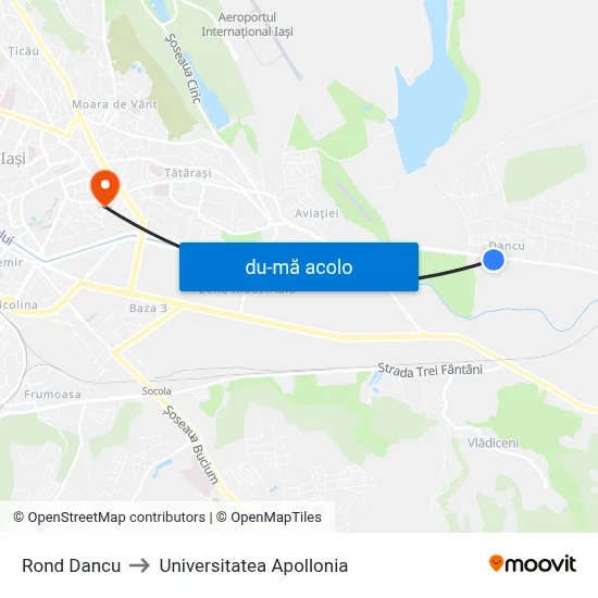 Harta de Rond Dancu către Universitatea Apollonia