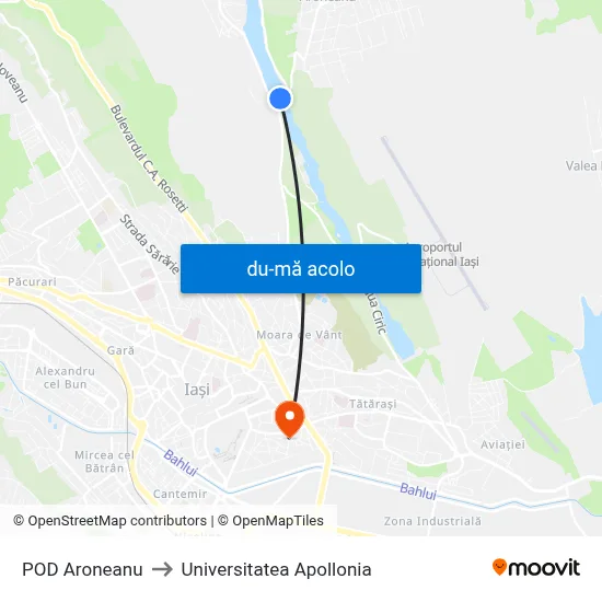 Harta de POD Aroneanu către Universitatea Apollonia