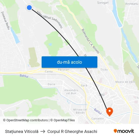 Harta de Stațiunea Viticolă către Corpul R  Gheorghe Asachi