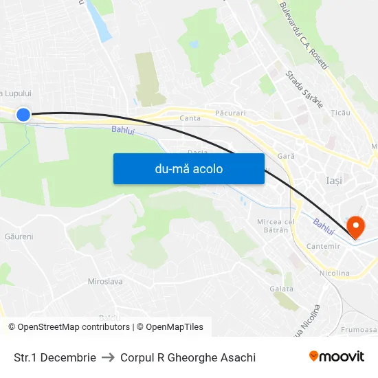 Harta de Str.1 Decembrie către Corpul R  Gheorghe Asachi
