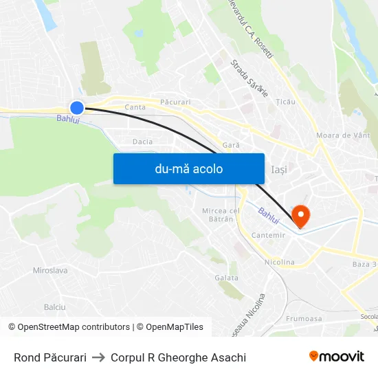 Harta de Rond Păcurari către Corpul R  Gheorghe Asachi