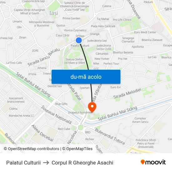 Harta de Palatul Culturii către Corpul R  Gheorghe Asachi