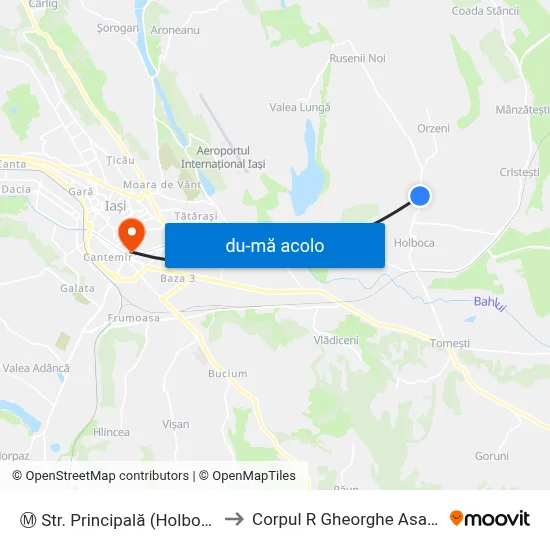 Harta de Ⓜ Str. Principală (Holboca) către Corpul R  Gheorghe Asachi
