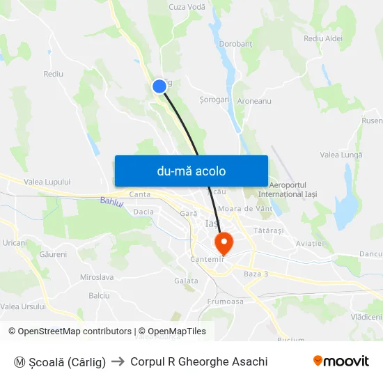 Harta de Ⓜ Școală (Cârlig) către Corpul R  Gheorghe Asachi