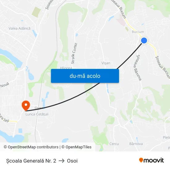 Harta de Școala Generală Nr. 2 către Osoi