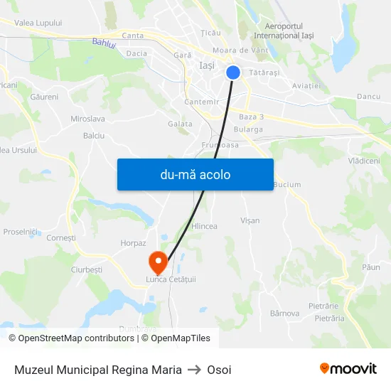 Harta de Muzeul Municipal Regina Maria către Osoi