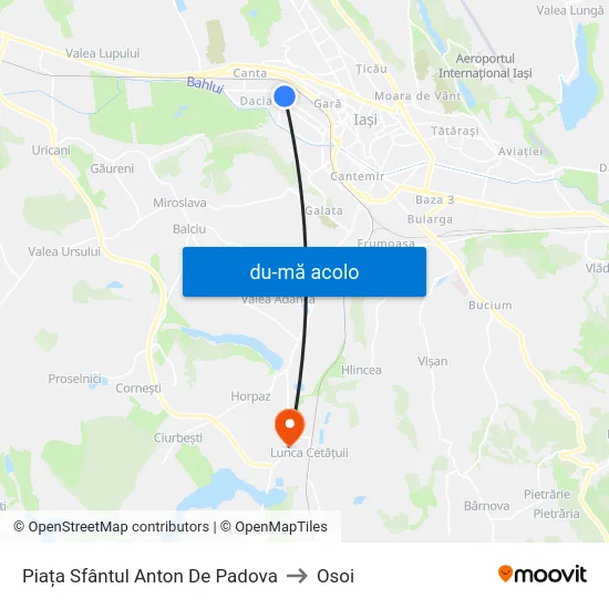 Harta de Piața Sfântul Anton De Padova către Osoi