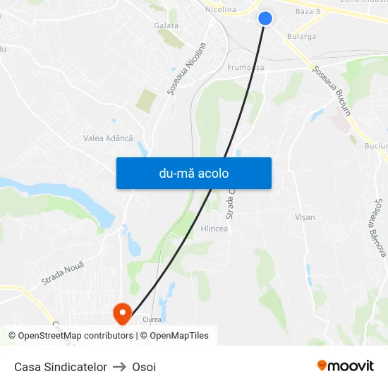 Harta de Casa Sindicatelor către Osoi