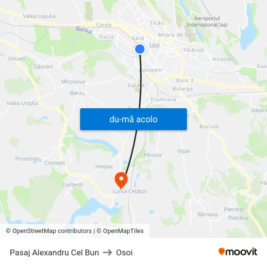 Harta de Pasaj Alexandru Cel Bun către Osoi