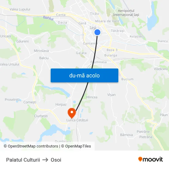 Harta de Palatul Culturii către Osoi