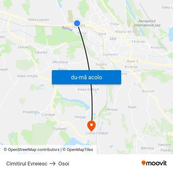 Harta de Cimitirul Evreiesc către Osoi