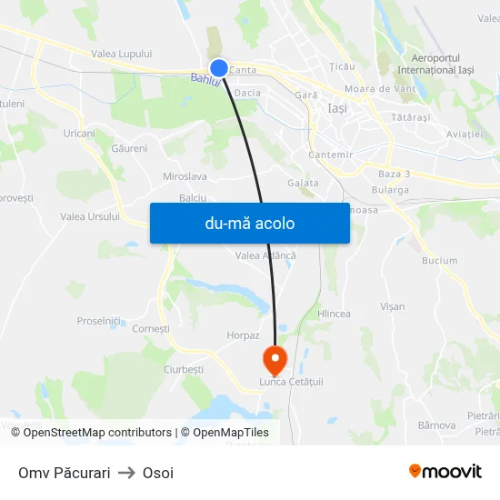 Harta de Omv Păcurari către Osoi