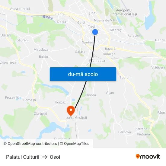 Harta de Palatul Culturii către Osoi