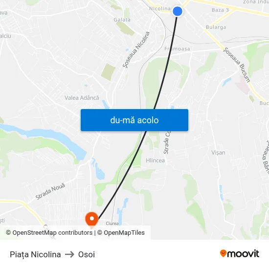 Harta de Piața Nicolina către Osoi
