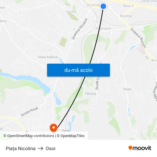Harta de Piața Nicolina către Osoi