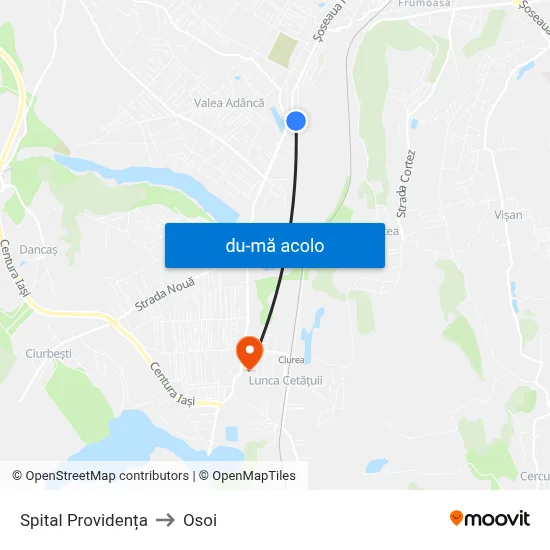 Harta de Spital Providența către Osoi