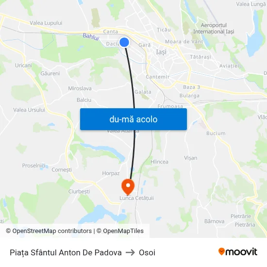 Harta de Piața Sfântul Anton De Padova către Osoi