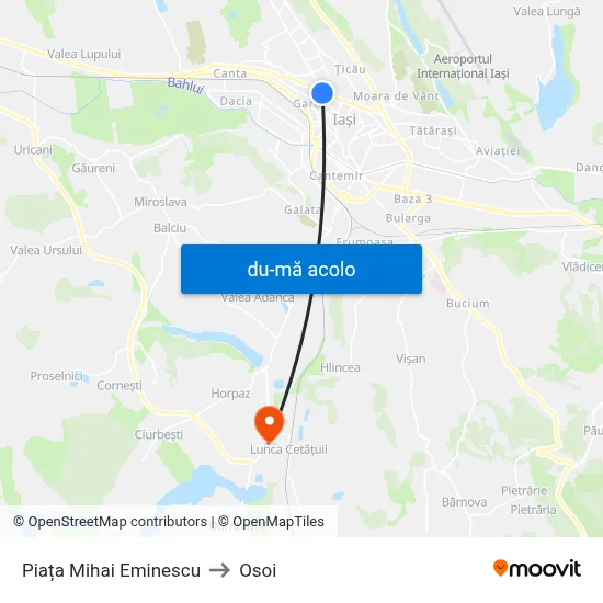 Harta de Piața Mihai Eminescu către Osoi