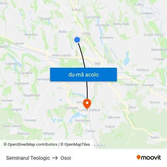 Harta de Seminarul Teologic către Osoi