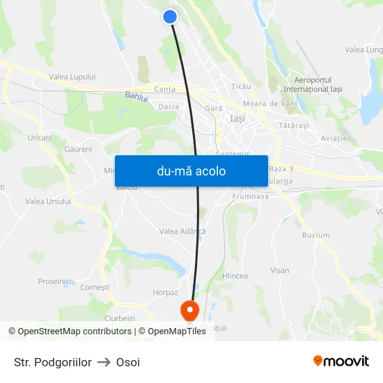 Harta de Str. Podgoriilor către Osoi