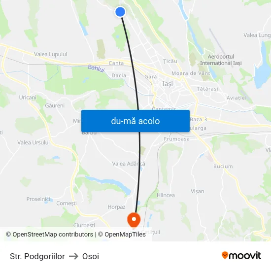 Harta de Str. Podgoriilor către Osoi