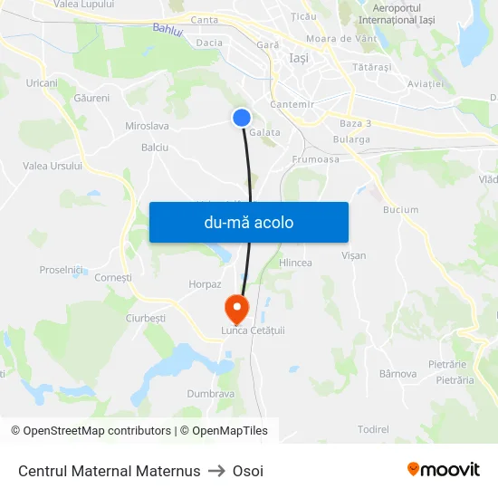 Harta de Centrul Maternal Maternus către Osoi