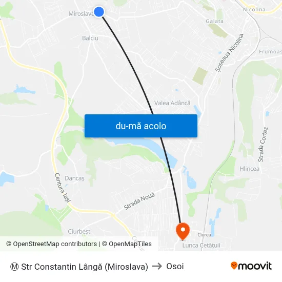 Harta de Ⓜ Str Constantin Lângă (Miroslava) către Osoi