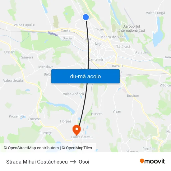 Harta de Strada Mihai Costăchescu către Osoi