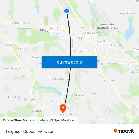 Harta de Târguşor Copou către Osoi