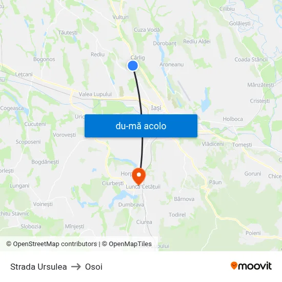 Harta de Strada Ursulea către Osoi
