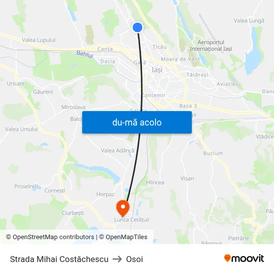 Harta de Strada Mihai Costăchescu către Osoi