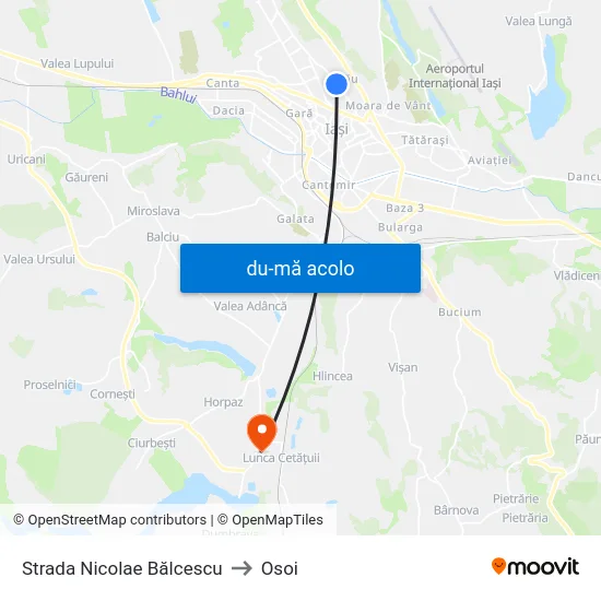 Harta de Strada Nicolae Bălcescu către Osoi