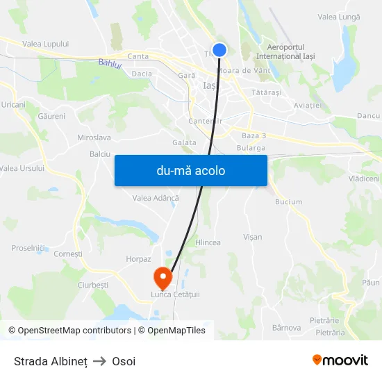 Harta de Strada Albineț către Osoi