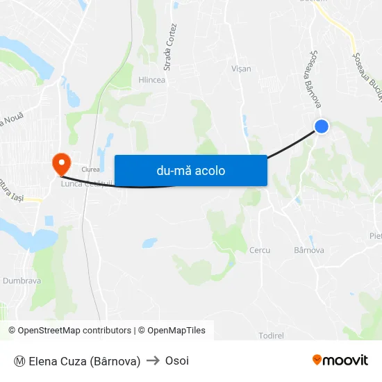 Harta de Ⓜ Elena Cuza (Bârnova) către Osoi