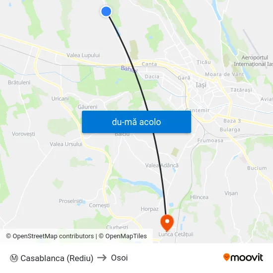 Harta de Ⓜ Casablanca (Rediu) către Osoi