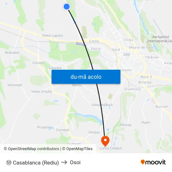 Harta de Ⓜ Casablanca (Rediu) către Osoi