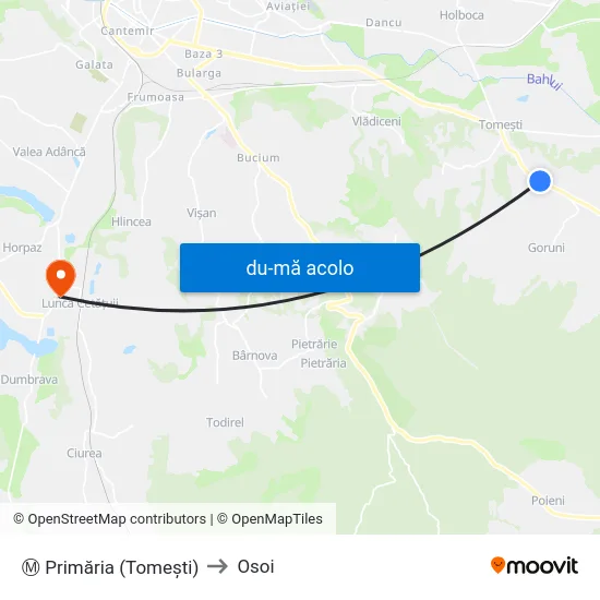 Harta de Ⓜ Primăria (Tomeşti) către Osoi