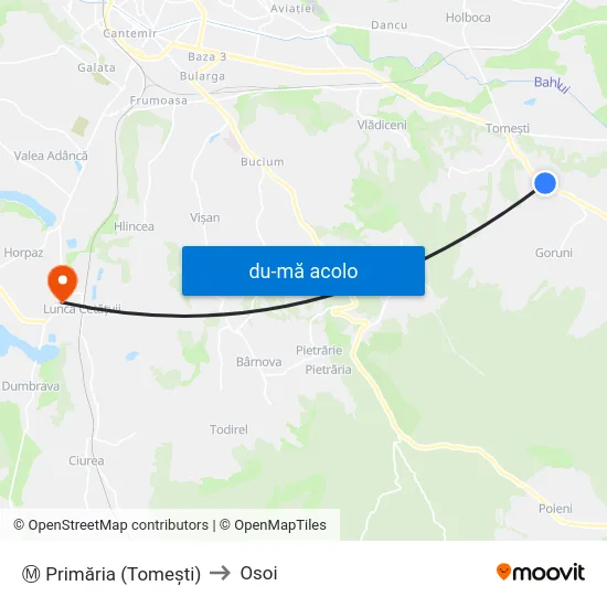 Harta de Ⓜ Primăria (Tomeşti) către Osoi