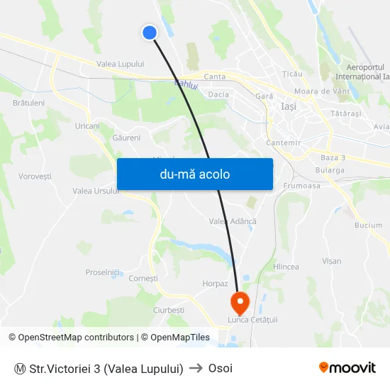 Harta de Ⓜ Str.Victoriei 3 (Valea Lupului) către Osoi