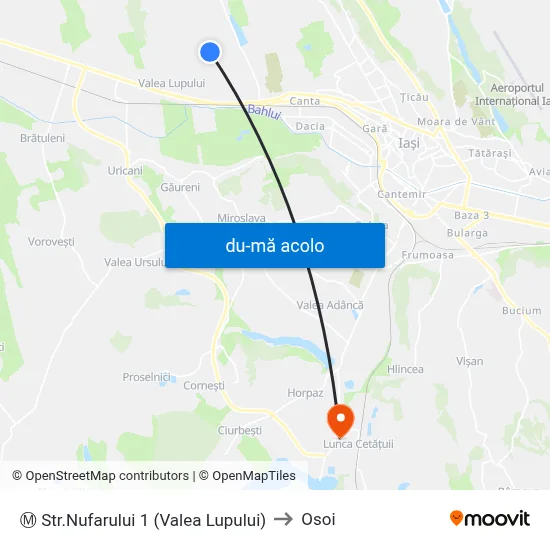 Harta de Ⓜ Str.Nufarului 1 (Valea Lupului) către Osoi
