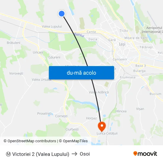 Harta de Ⓜ Victoriei 2 (Valea Lupului) către Osoi