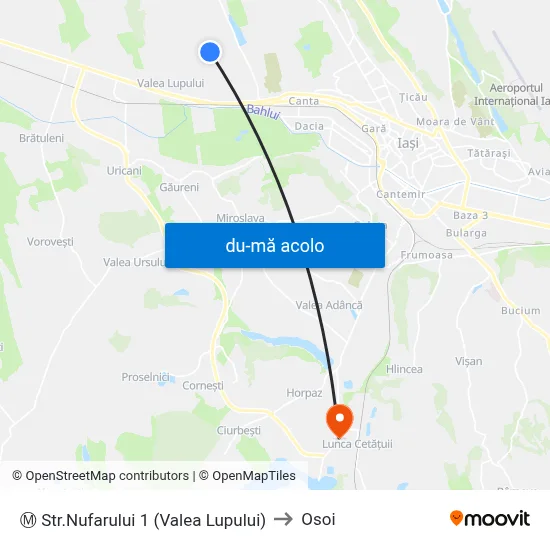 Harta de Ⓜ Str.Nufarului 1 (Valea Lupului) către Osoi