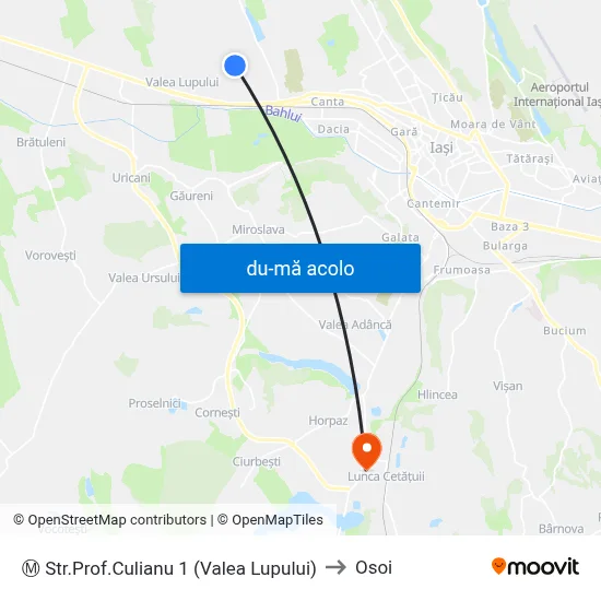 Harta de Ⓜ Str.Prof.Culianu 1 (Valea Lupului) către Osoi