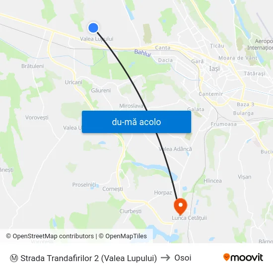 Harta de Ⓜ Strada Trandafirilor 2 (Valea Lupului) către Osoi