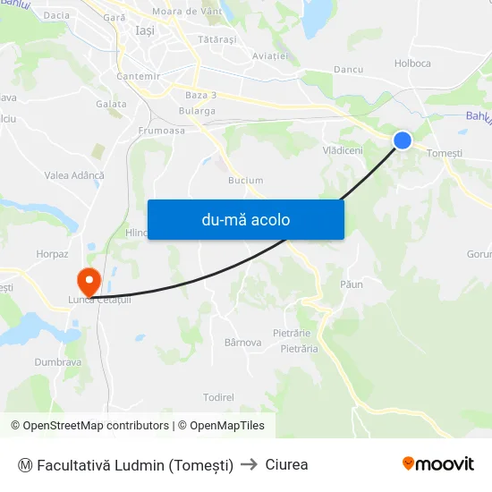 Harta de Ⓜ Facultativă Ludmin (Tomeşti) către Ciurea