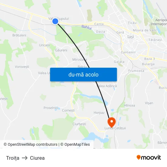 Harta de Troița către Ciurea