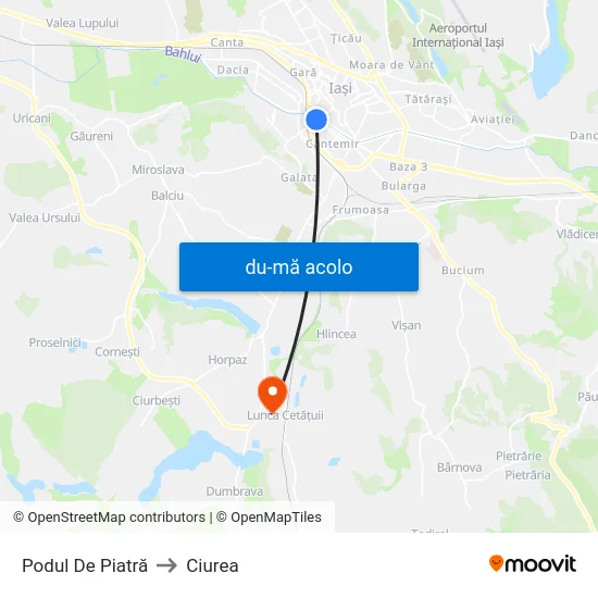 Harta de Podul De Piatră către Ciurea