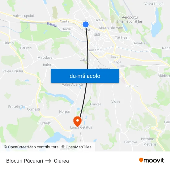 Harta de Blocuri Păcurari către Ciurea