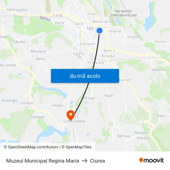 Harta de Muzeul Municipal Regina Maria către Ciurea