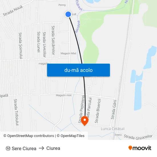 Harta de Ⓜ Sere Ciurea către Ciurea